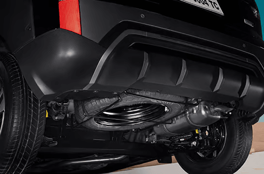 Underbody mounted spare wheel