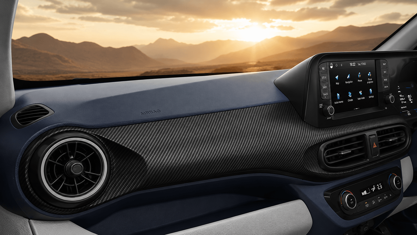 3D Carbon-Pattern dashboard finish