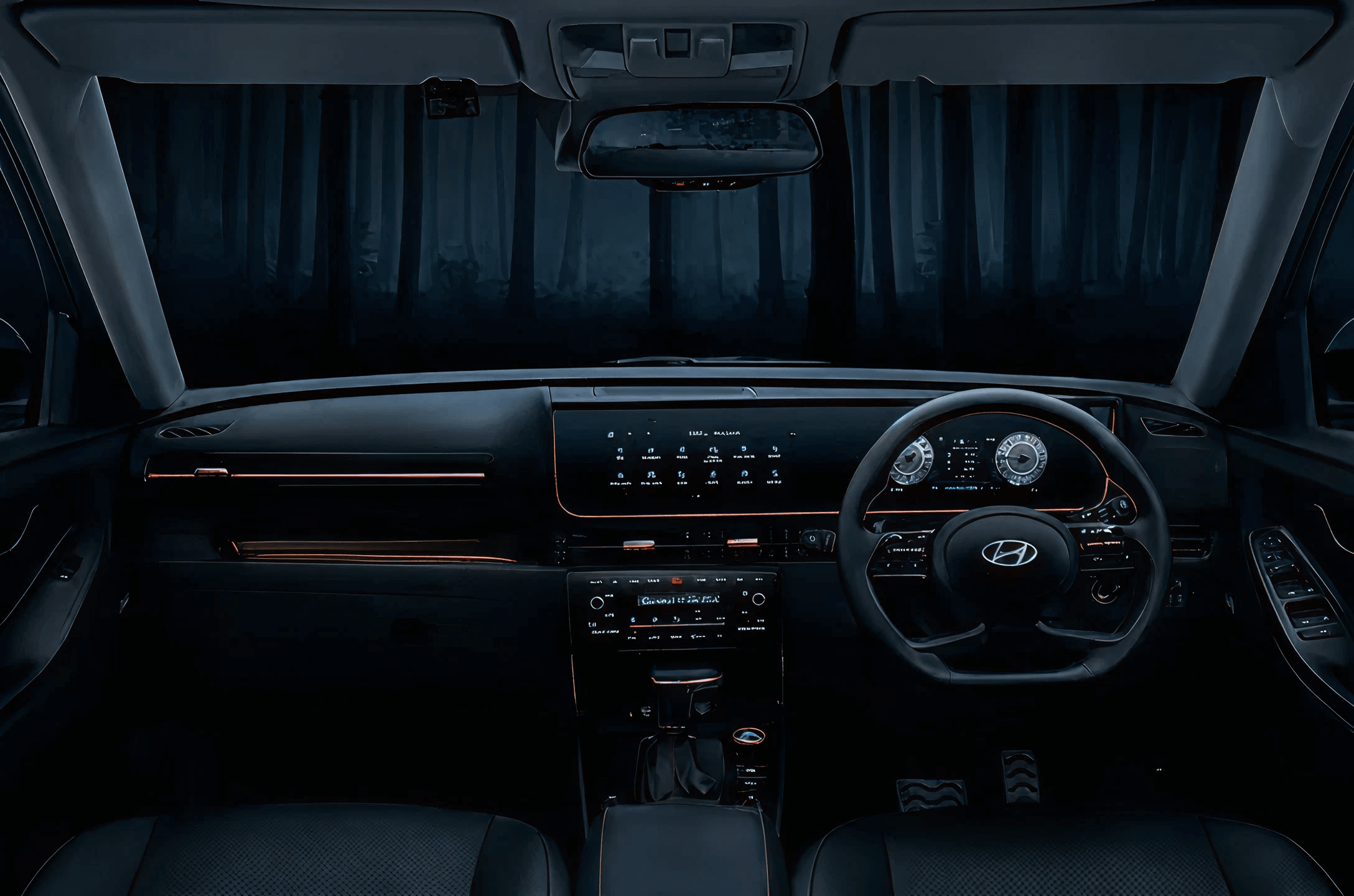 All black interiors with brass coloured inserts